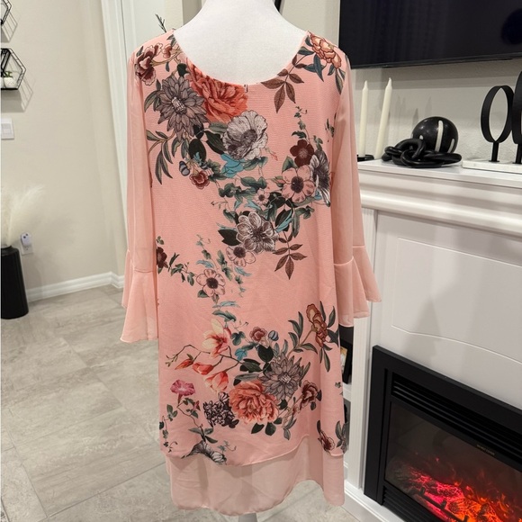 Chic Floral Long Sleeve Dress in Pink Size Small - Picture 3 of 9